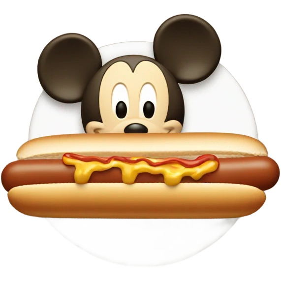 Mickey Mouse eating a hot dog emoji