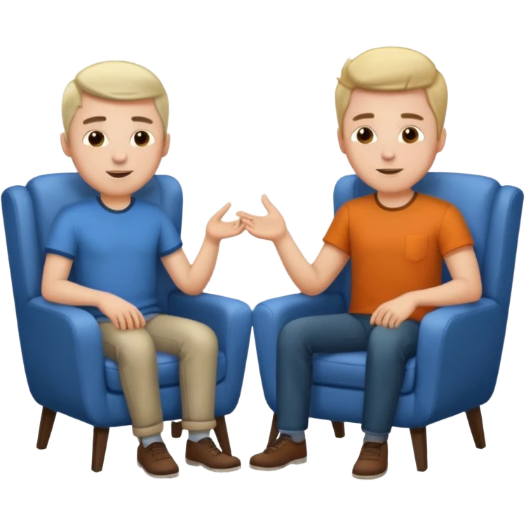 Tow guys in a chair asking emoji