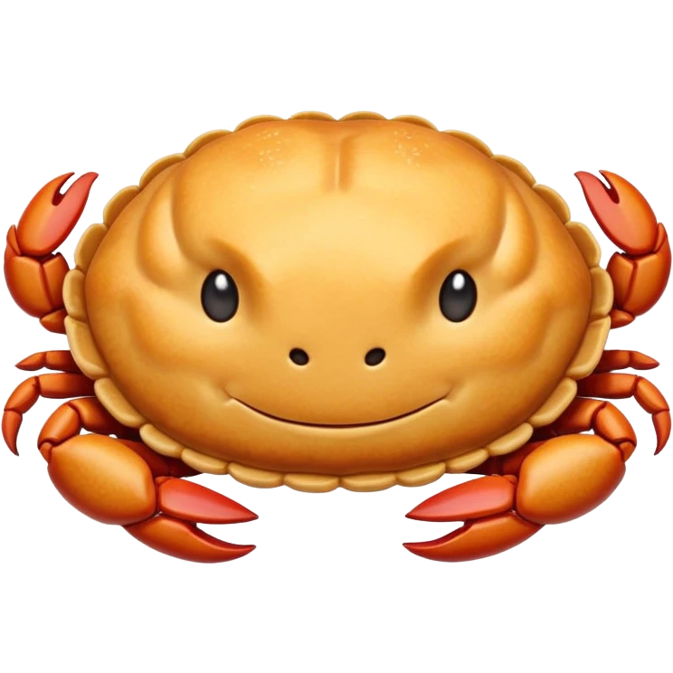 Shanghai Crab Shell Cake pastry shaped like crab shell, simplified emoji style with bold outlines and bright colors, cartoon style Xie Ke Huang specialty emoji