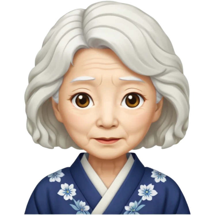 japanese culture old woman with white wavy hair and wrinkles emoji