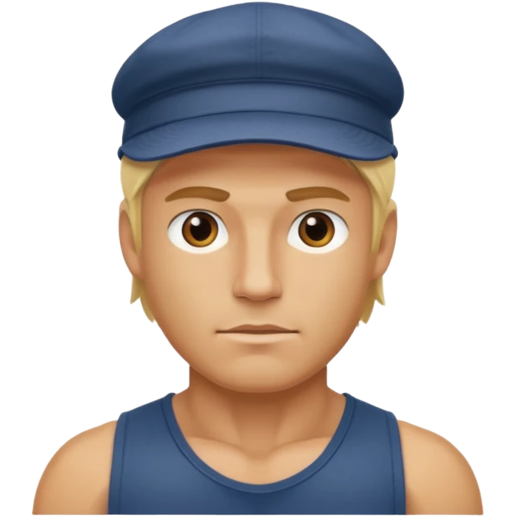 Homme fort blond  casquette emoji