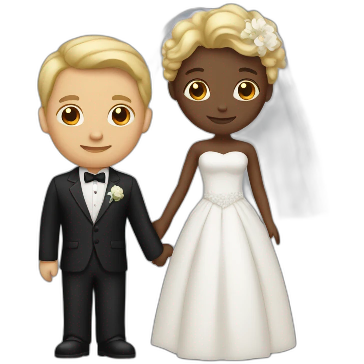 Tan black man with dark brown hair and man with blonde hair getting married emoji