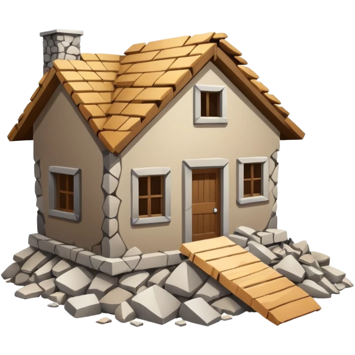 a house destroyed to the ground emoji