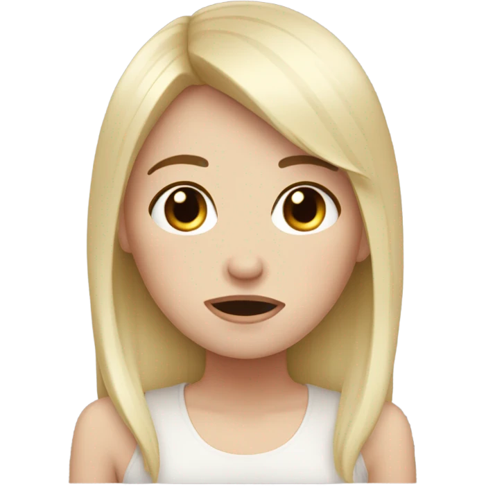 white girl with bangs crying emoji