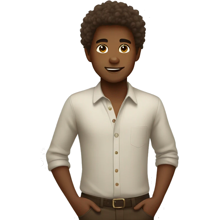 Brown skin boy with fluffy hair emoji