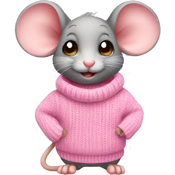 Cute mouse wearing sweater pink emoji