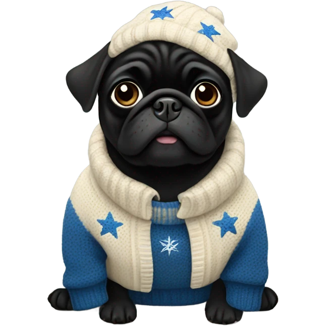 Black pug a Jewish star sweater emoji
