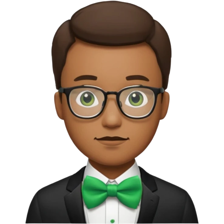 a man with glasses and a green bow tie emoji