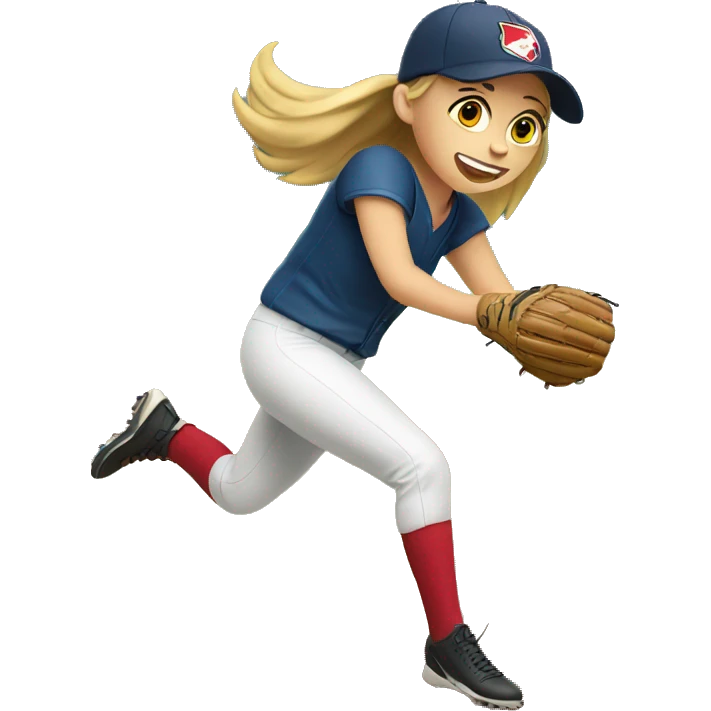Girl pitching a softball emoji