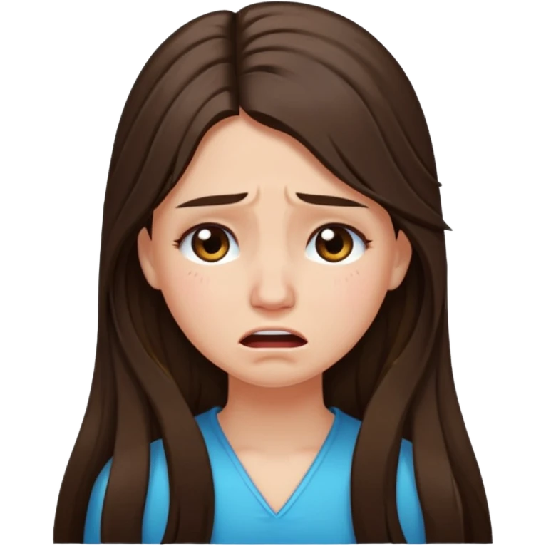 Gorgeous long brunette hair half up half down girl crying emoji
