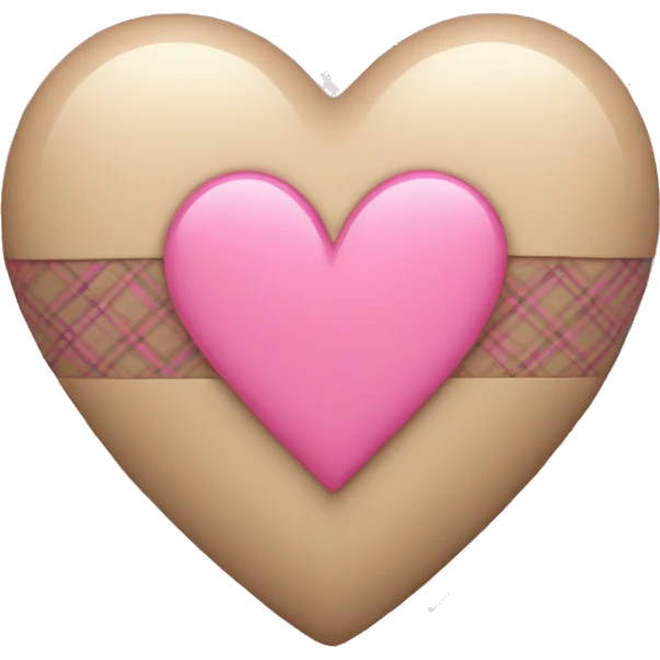 beige heart with pink plaid  emoji