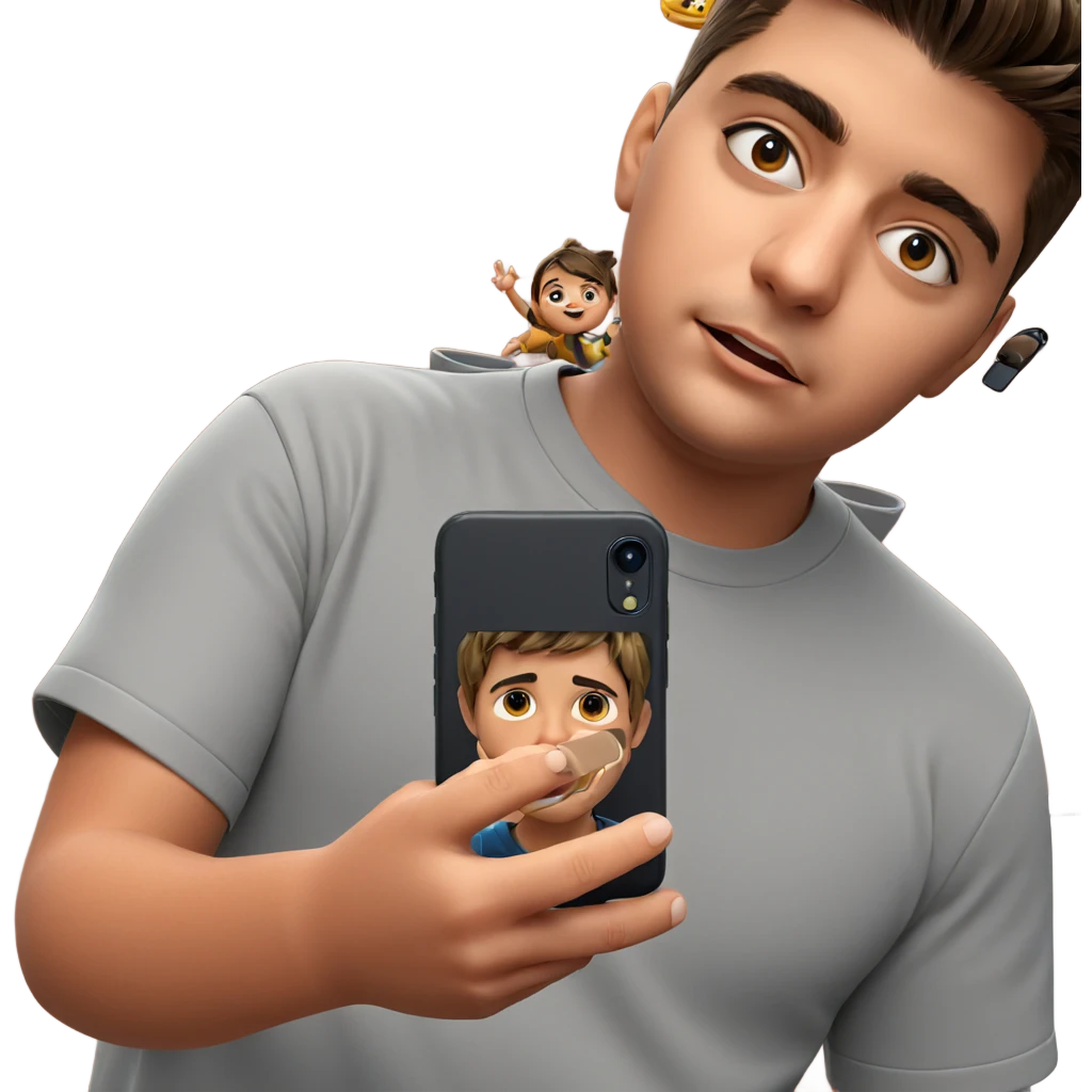 boy taking selfie with phone emoji