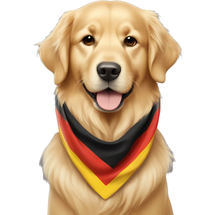 Golden retriever wearing a Germany flag scarf  emoji