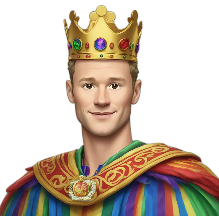 Jonathan Toews as a rainbow king with a royal robe on emoji