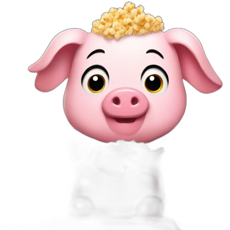 Cute Pig sitting with popcorn in the movie theater emoji