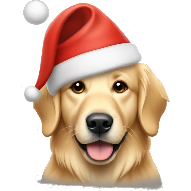 golden retriever wearing a santa hat emoji