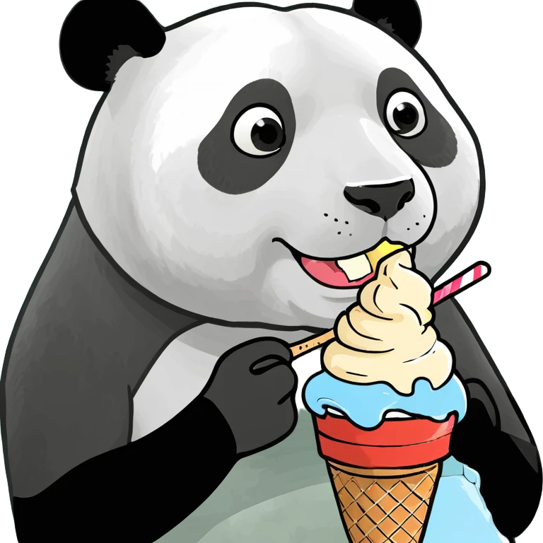 Panda eating ice cream emoji