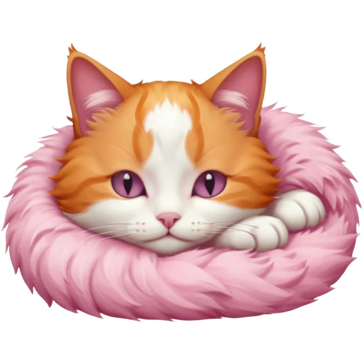 ginger and white small cat eyes closed lying down in weird position emoji