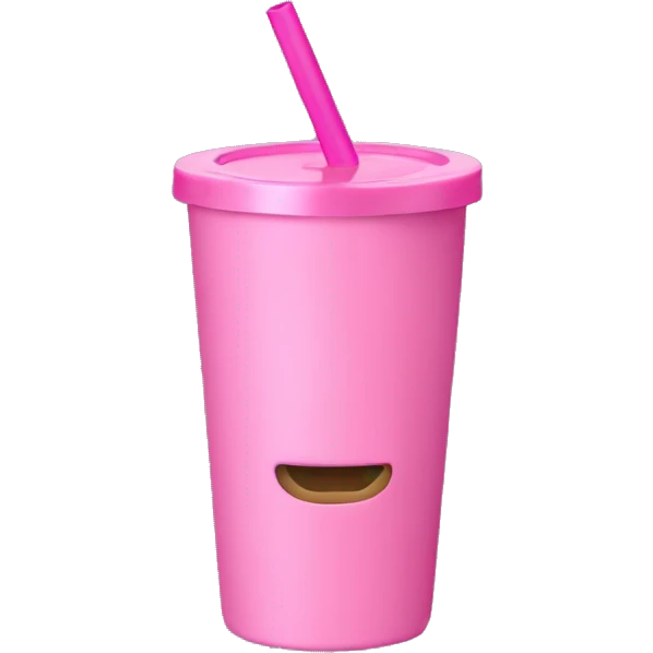 Pink tumbler cup with handle and straw emoji