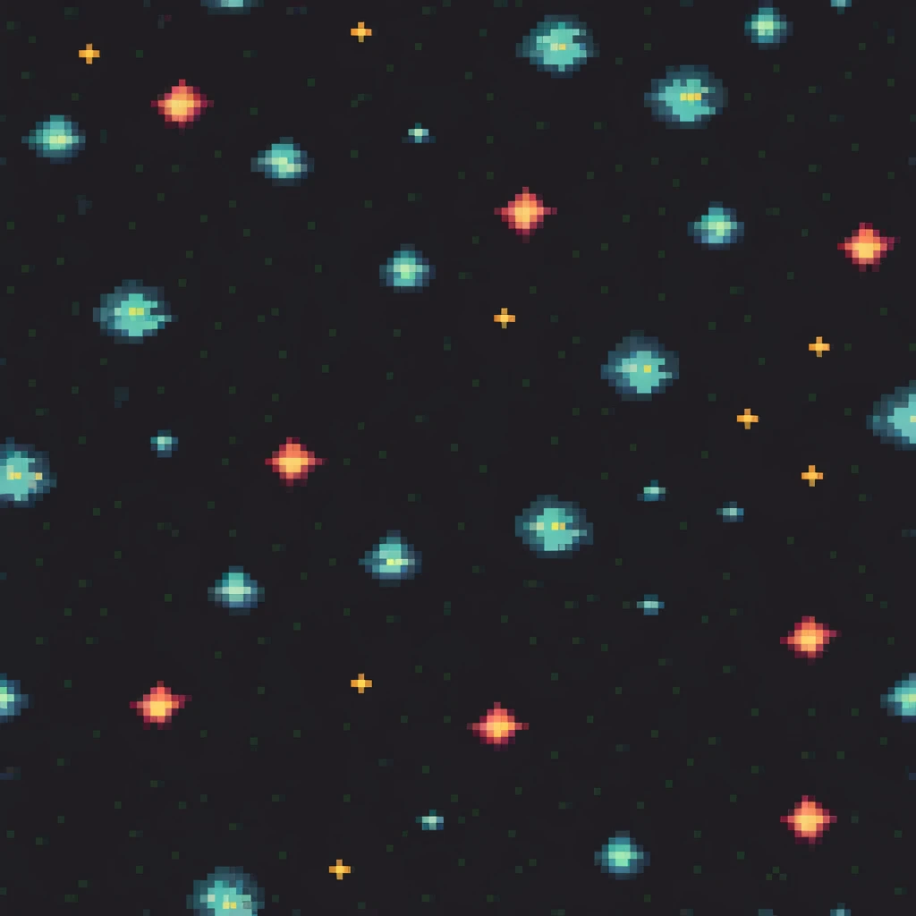 galaxy with bright stars and nebulae, retro game look emoji