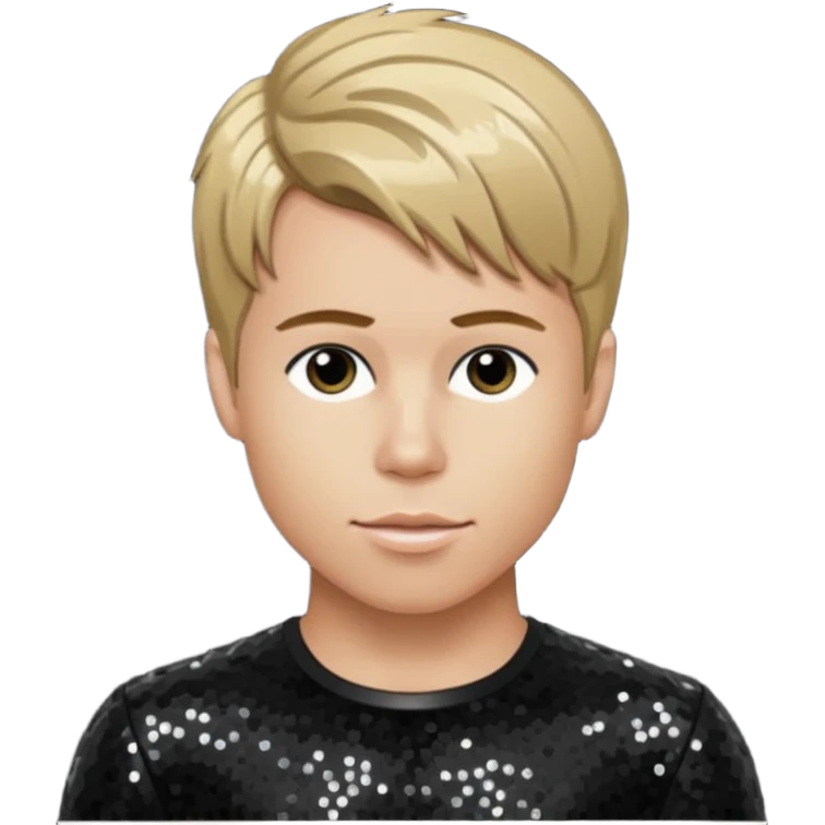 Ashley Parker Angel from O-Town with dark blonde hair, black sequin outfit emoji