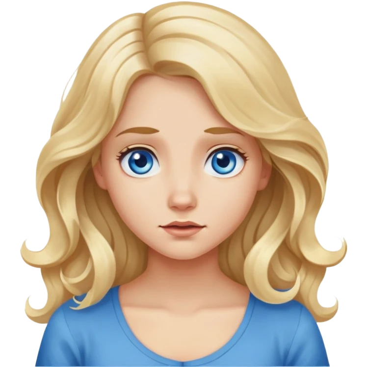 long wavy blonde hair blue eyes girl shrugging shoulders emoji