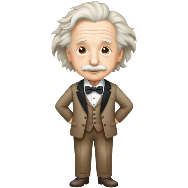 full body mischievous looking albert Einstein  wearing a bow tie emoji