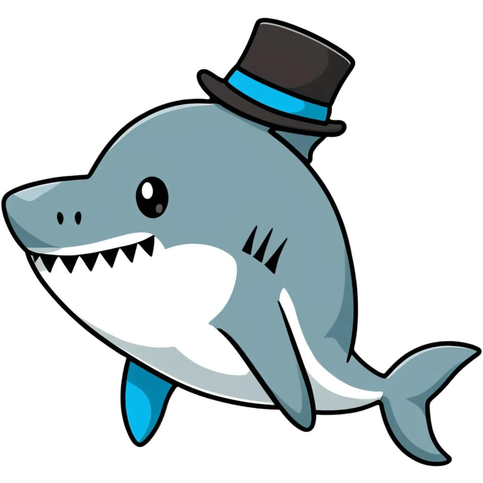 Shark with a top hat emoji
