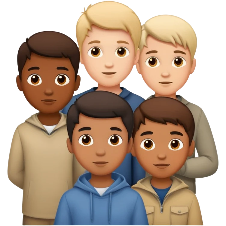 Seven boys standing together as a group emoji