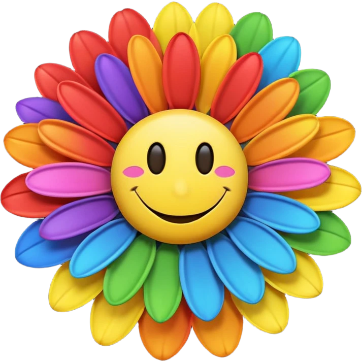 Rainbow daisy with smiley face emoji