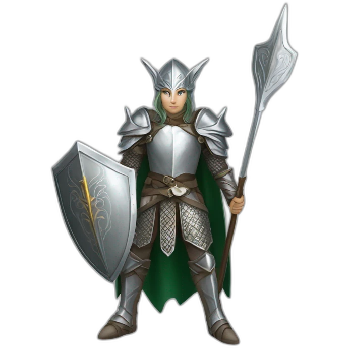 gondolindrim elven warrior silmarillion with silver armor, shield and spear emoji