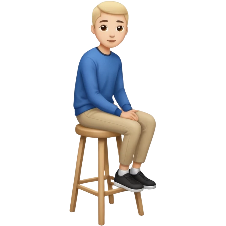 a person sitting on stool straight back emoji