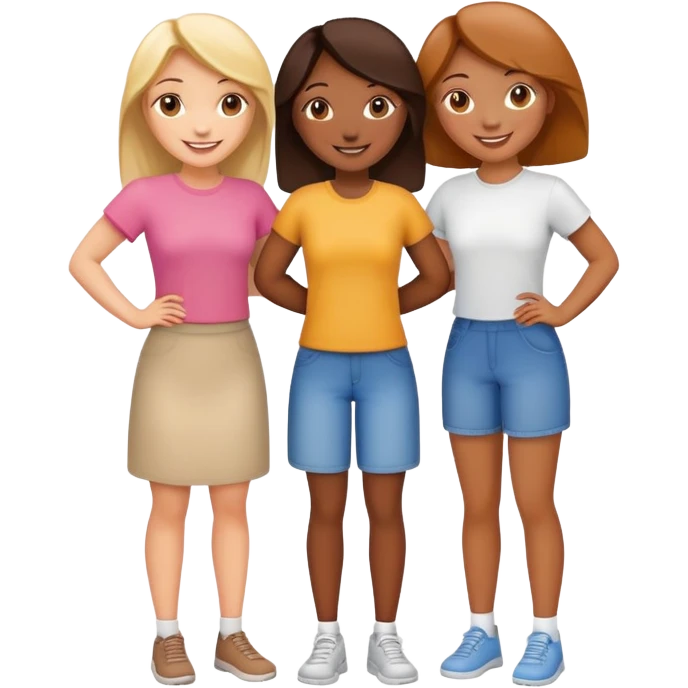 Four female best friends standing together, smiling emoji