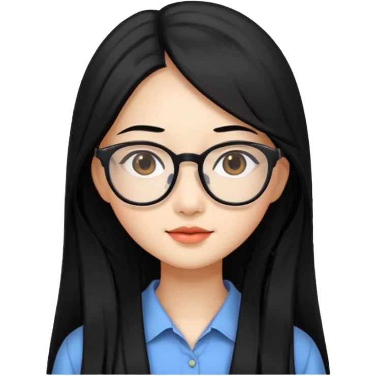 Beautiful Asian girl with long black hair and glasses emoji