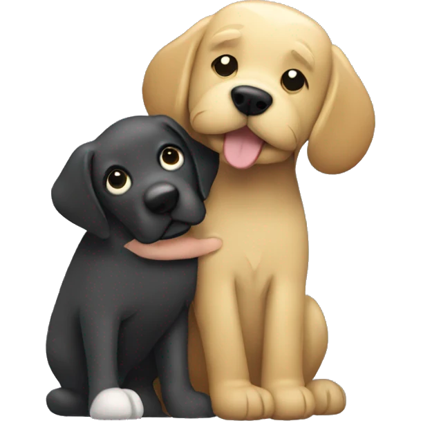 a vet hugging a shaggy labrador-like dog emoji