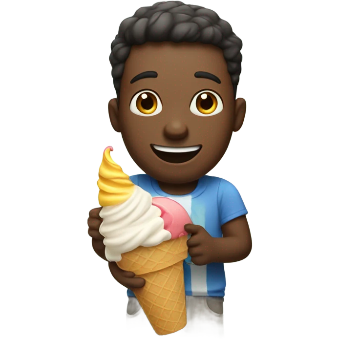 Short guy eating ice cream out of a container emoji