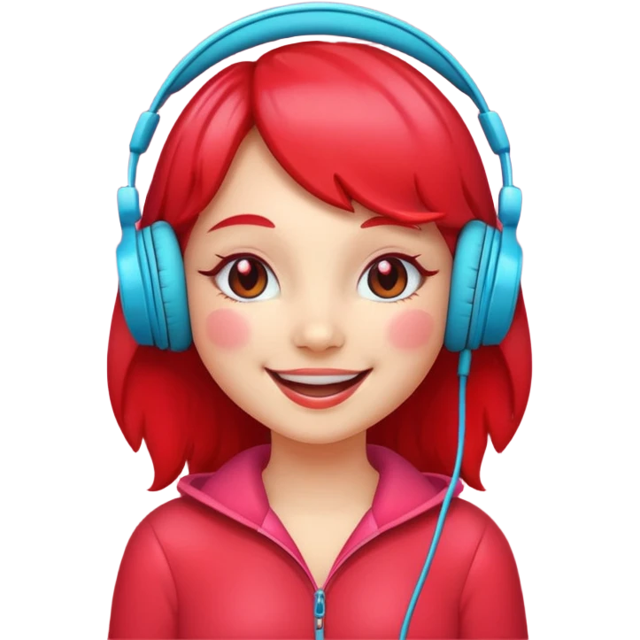 cartoon strawberry girly with headphones emoji