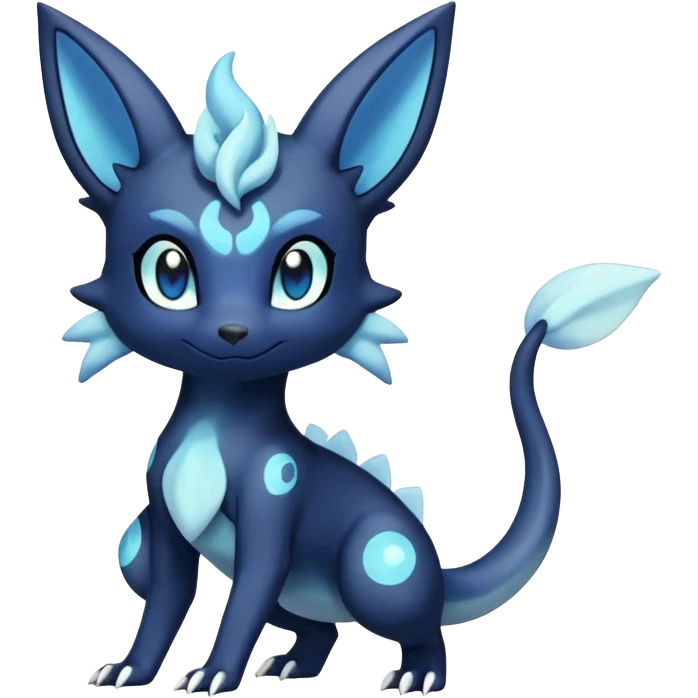 Shiny icy iridescent Pastel Nebulae Salandit-Meowstic-Umbreon-Fakémon-hybrid-creature (full body)  emoji