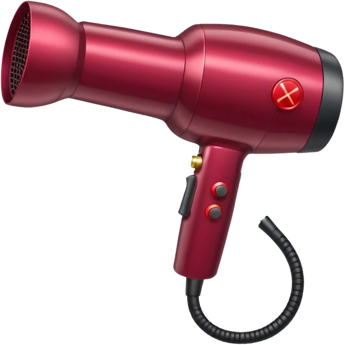 burgundy blow dryer with a ribbon emoji