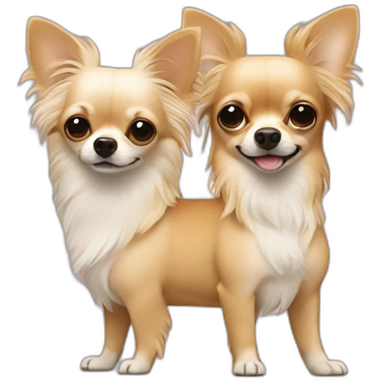 Long hair sand chihuahua with gay couple emoji