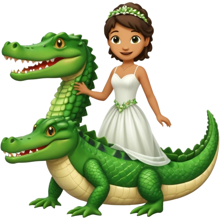 Make me a cocodrile with a wedding drees emoji