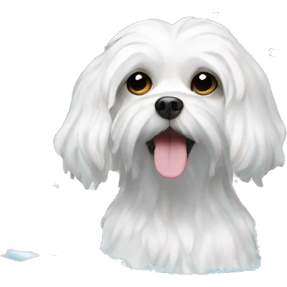 Maltese dog in a bath with bubbles  emoji