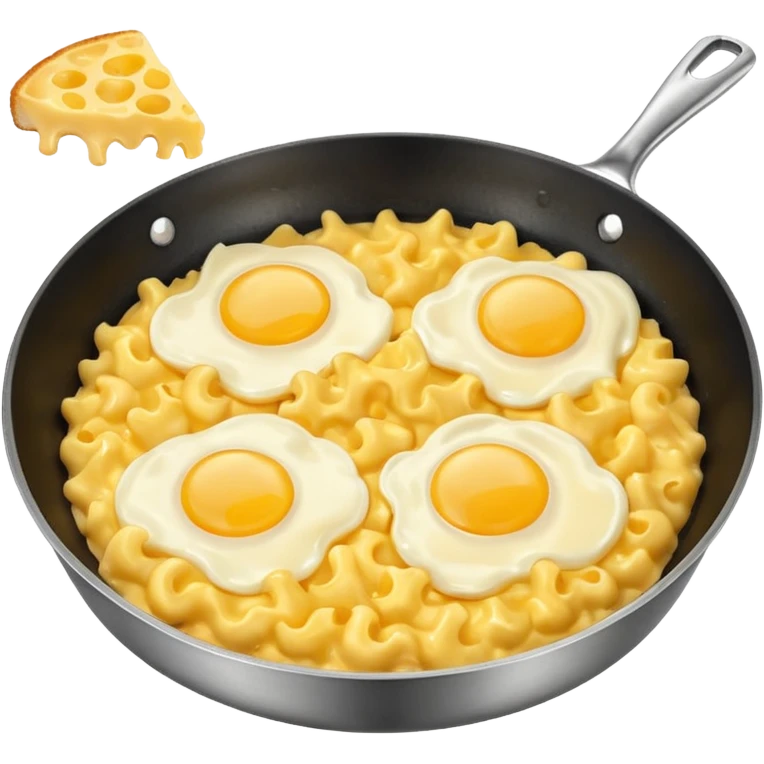 Fried Scrambled eggs and Mac and cheese in a frying pan emoji