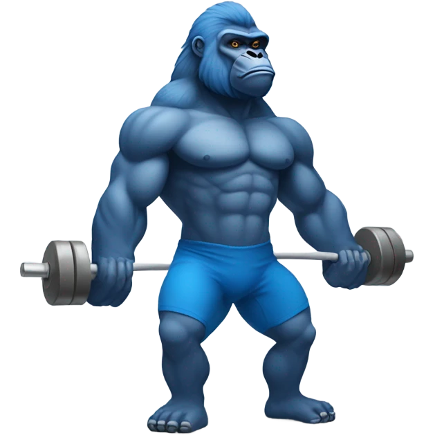 Blue gorilla lifting weights  emoji