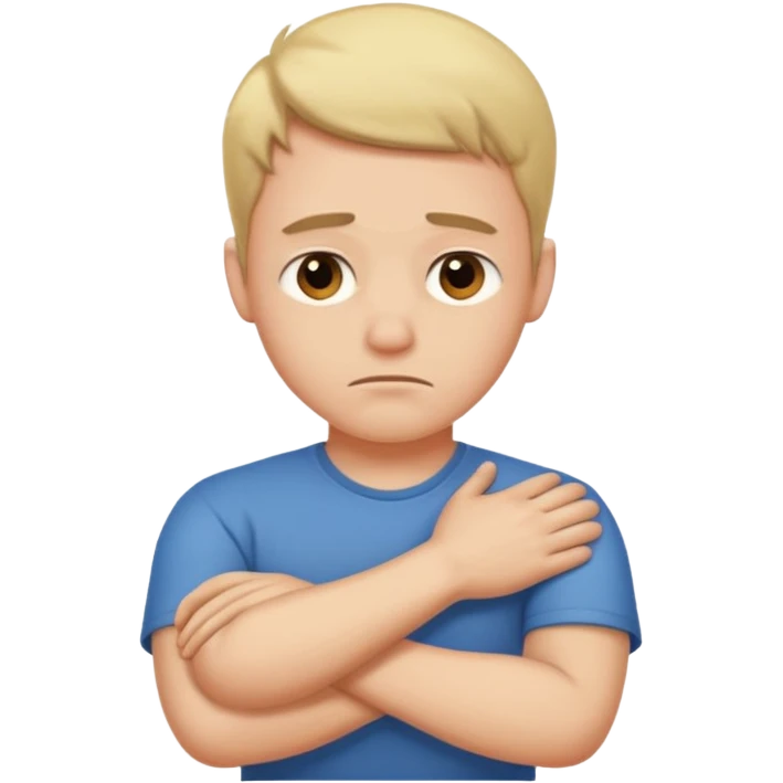 arms crossed holding neck sad guy emoji