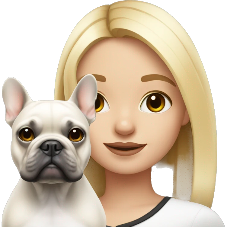 Blonde girl with black/white French bulldog emoji