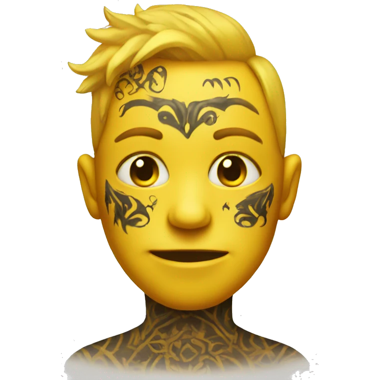 yellow face with tattoo emoji
