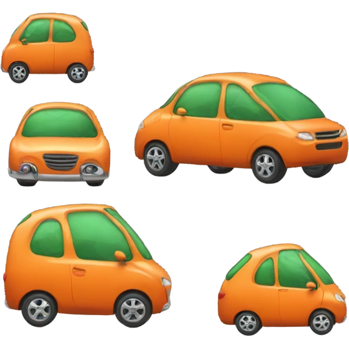 chubby orange car with green eyes emoji