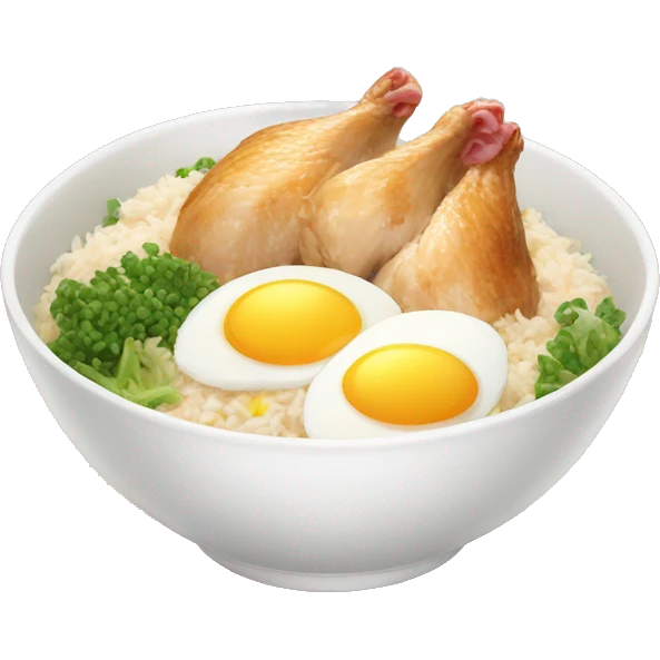 chicken rice bowl with two eggs emoji