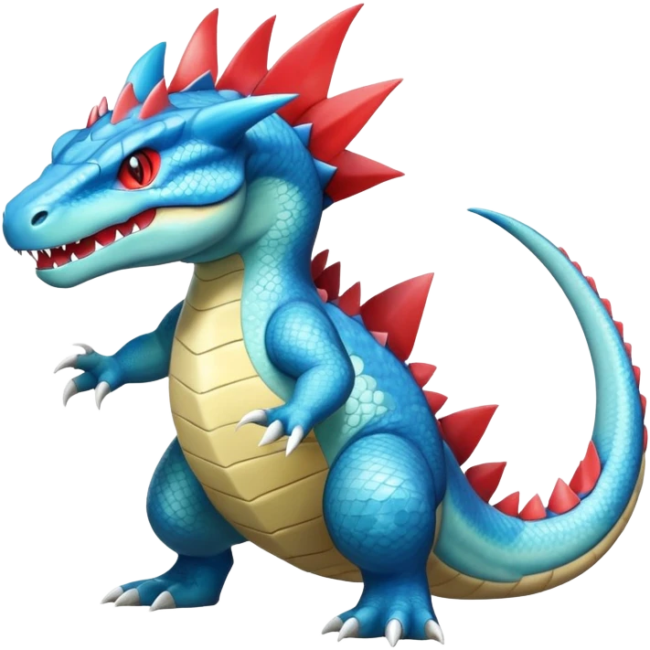 Shiny Exotic Colorful epic Gabite-Salamence-Koraidon-Feraligatr-Fakémon-hybrid-creature (full body)  emoji